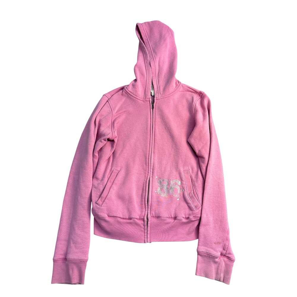 Victorias Secret PINK Zip Up Hoodie Pink True Pink Love Rhinestone Y2K Medium